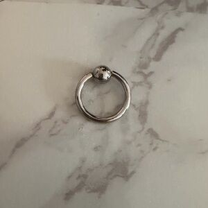 Sterling Silver Ball Closure Hoop Ring - Silver